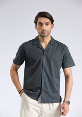 Cuban Collar Textured Shirt